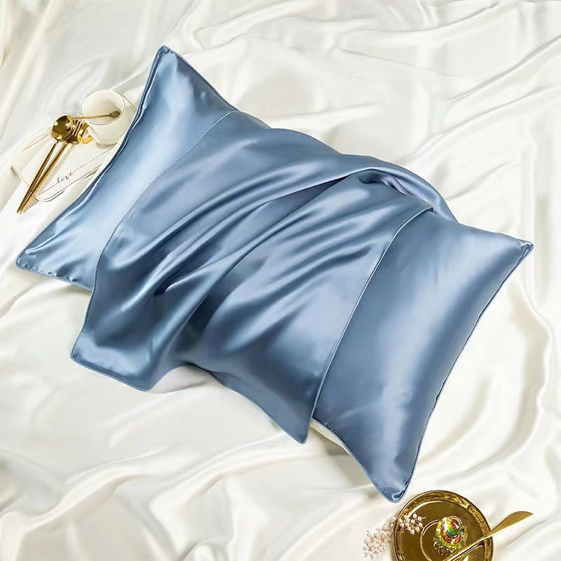 Blue awọ igbadun oke didara siliki pillowcase olopobobo