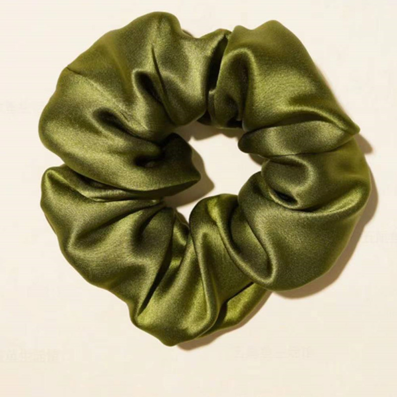 Set sutera mulberi bersaiz besar tersuai scrunchies rambut hijau sutera tulen