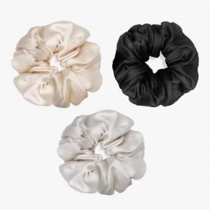 באיכות גבוהה 22 momme Shiny Silk Scrunchies Luxury 6 A Silk אלסטיות לשיער Scrunchy主图