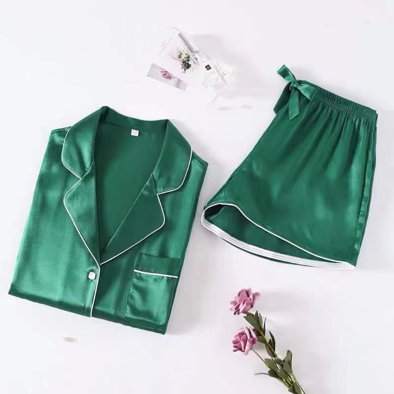 Luksuzna poletna spalna obleka ženska seksi spalna srajca spalna srajca 100 čistih svilenih pižam Zelena barva
