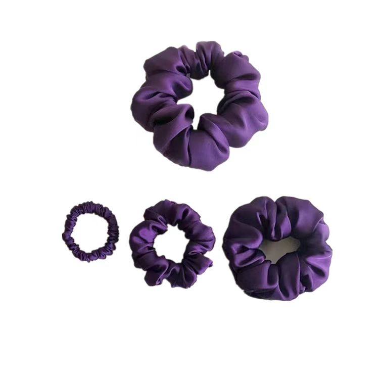 Scrunchie Silk Scrunchies Wholesale Custom Designer Elastic Hair Bands Na'urorin haɗi Scrunchie purple