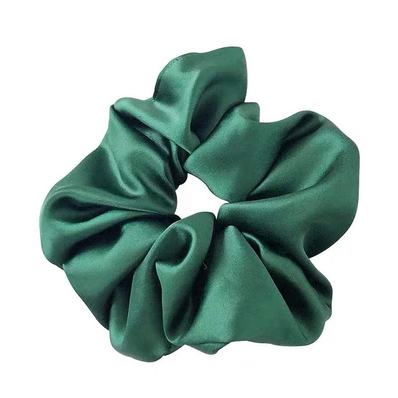 Scrunchies Silk Scrunchie New Arrival Scrunchies Stand ពណ៌ធម្មជាតិសុទ្ធ 3.5cm Silk green