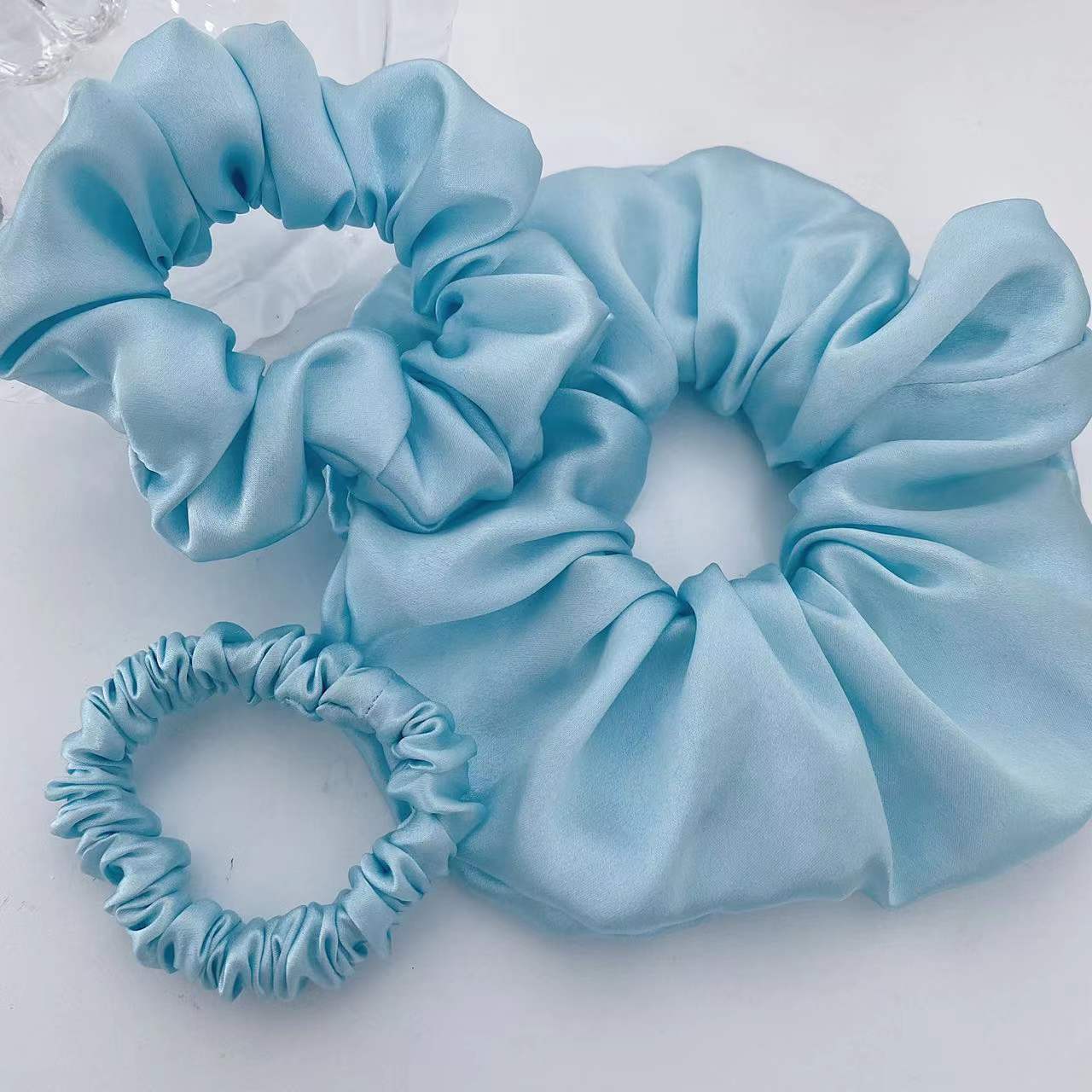 Silk Scrunchies Designer Priljubljena barvna čista svila za nego las 主图