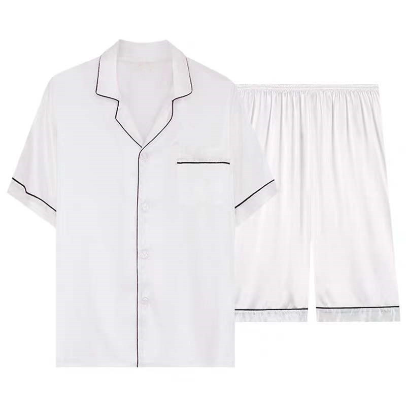 Mulieres Firmus 4 Color Luxuria Serico Pajama Sleepwear Brevis Sleeve Pyjamas Male