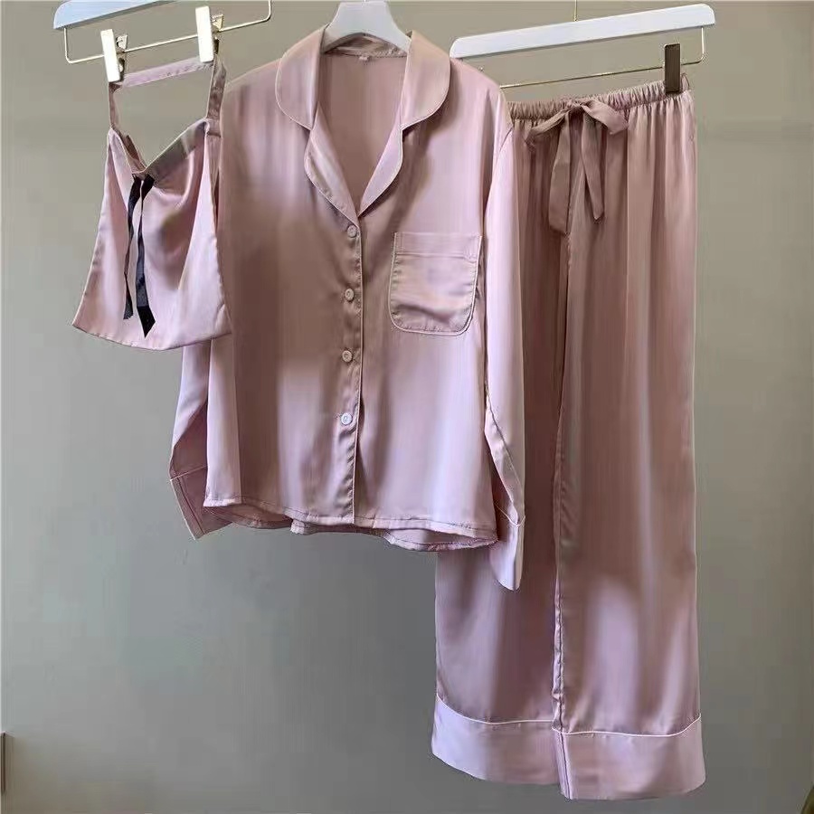 pijama personalitzat de màniga llarga per a dona amb logotip per a adults de luxe setinat de polièster roba de dormir per a dona color rosa