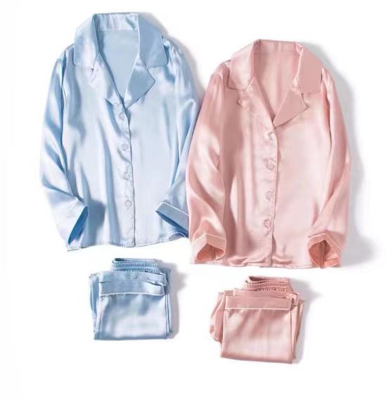 主图venda a l'engròs petit MOQ Amazon de venda calenta conjunt de 2 peces de setí de color polièster roba de dormir per a dona
