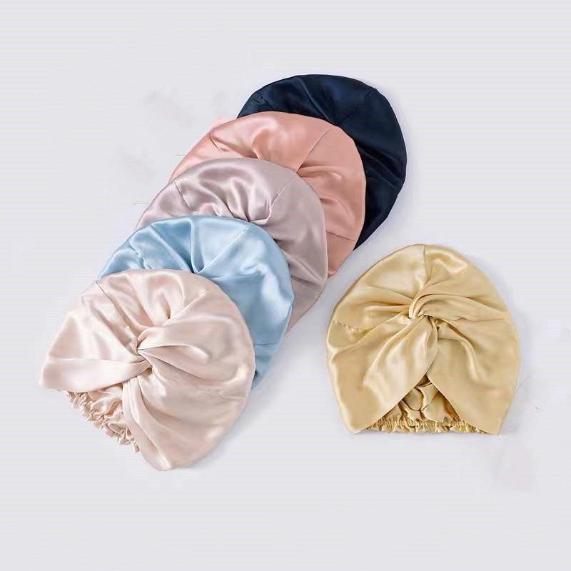 Custom logo soft bpnnet silk sleeping cap double side bonnet