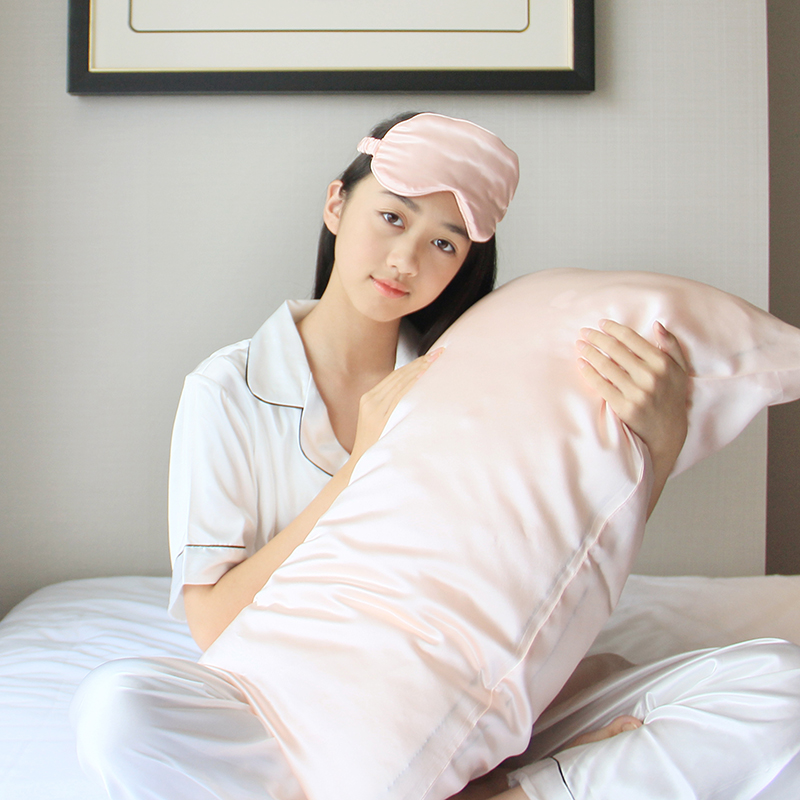 Pink solid color hot sale silk mulberry pillowcase