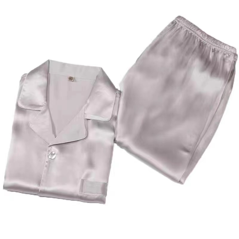women luxury wholesale  silk n two piece 100 pure mulberry silk pajamas pj sets silver
